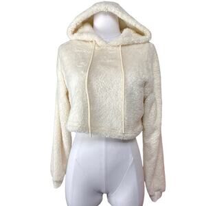 Papermoon White Cropped Hoodie Medium Hooded Sweater Medium Coquette Gyaru
